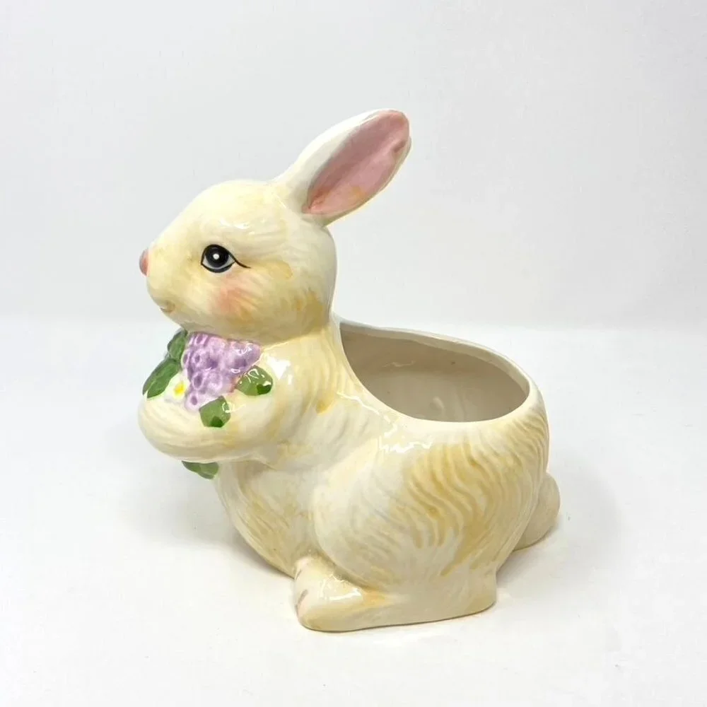 Target Ceramic Bunny Flowers Planter Treat Dish Spring Decor